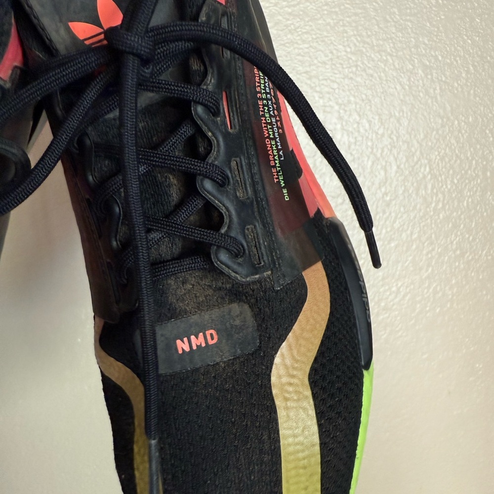 Adidas Men's Black Sneakers with Neon Accents - Picture 3 of 6